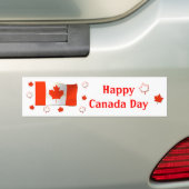Happy Canada Day Flag en Maple Leaves Bumpersticker (Op auto)