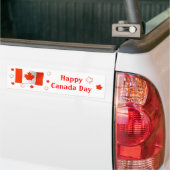 Happy Canada Day Flag en Maple Leaves Bumpersticker (Op Truck)