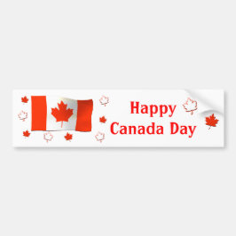 Happy Canada Day Flag en Maple Leaves Bumpersticker