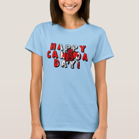 Happy Canada Day Flag Text T-shirt (Voorkant)