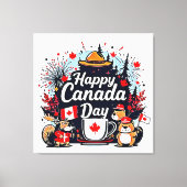 Happy Canada Day Fun Canvas Afdruk (Voorkant)