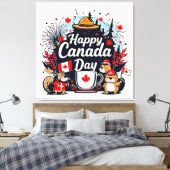 Happy Canada Day Fun Canvas Afdruk (Insitu (Slaapkamer))