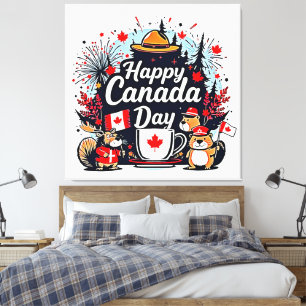 Happy Canada Day Fun Canvas Afdruk