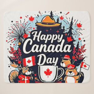 Happy Canada Day Fun Sherpa Deken