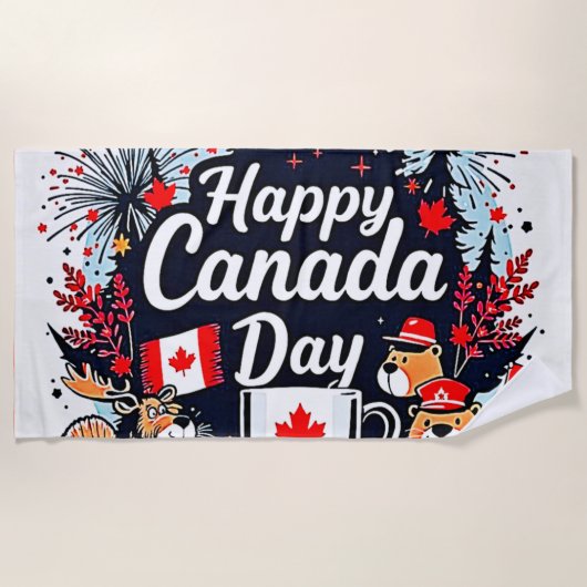 Happy Canada Day Fun Strandlaken (Voorkant)