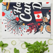 Happy Canada Day Fun Theedoek (Gevouwen)