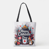 Happy Canada Day Fun Tote Bag (Achterkant)