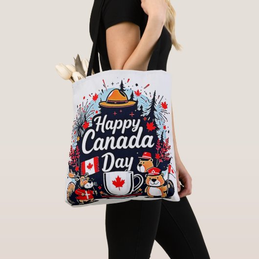 Happy Canada Day Fun Tote Bag (Dichtbij)
