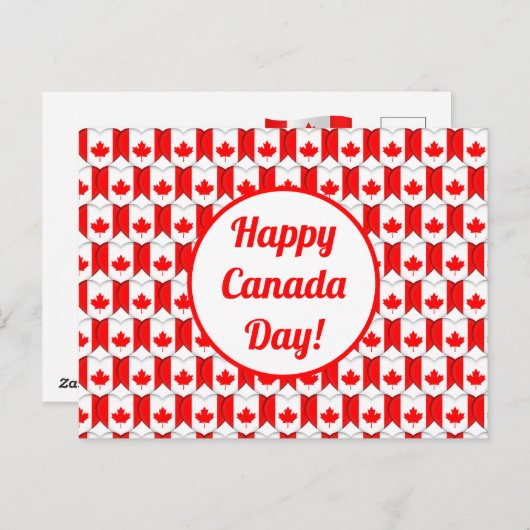 Happy Canada Day Greeting Maple Leaf Hearts Cute Briefkaart (Voorkant / Achterkant)