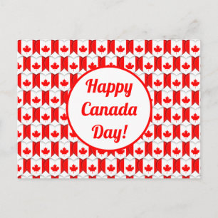 Happy Canada Day Greeting Maple Leaf Hearts Cute Briefkaart