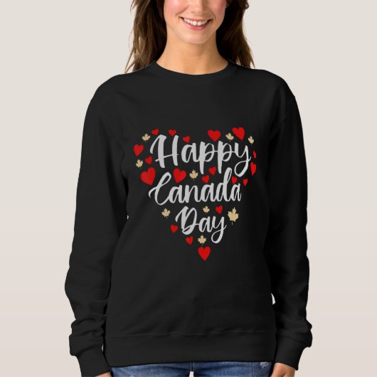 Happy Canada Day I Love Canada Heart Maple Leaf Trui (Voorkant)