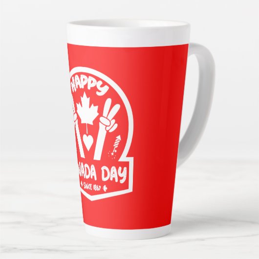 Happy Canada Day Juli 1 Grote KoffieMok Latte Mok (Rechterhoek)