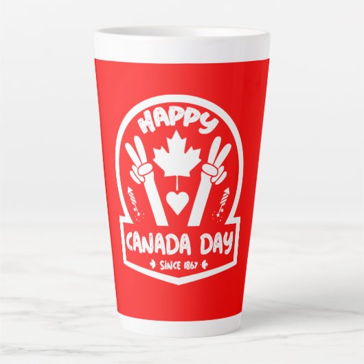 Happy Canada Day Juli 1 Grote KoffieMok Latte Mok (Voorkant)