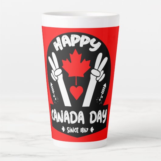 Happy Canada Day Juli 1 KoffieMok Latte Mok (Voorkant)