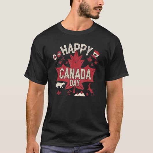 Happy Canada Day Maple Leaf Canada Onafhankelijkhe T-shirt (Voorkant)