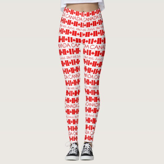 Happy Canada Day Maple Leaf Pattern Funny Leggings (Voorkant)