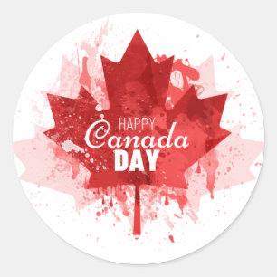 Happy Canada Day Maple Leaf-verfsplaat Ronde Sticker