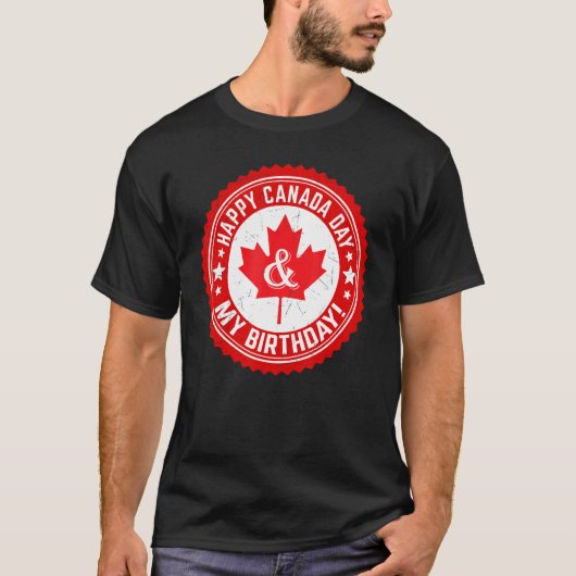 Happy Canada Day My Birthday Maple Leaf Canadian F T-shirt (Voorkant)