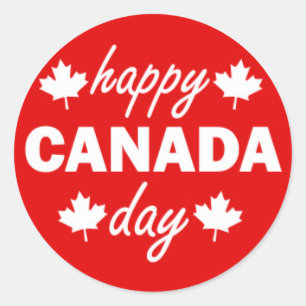 Happy Canada Day op rood Ronde Sticker