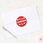 Happy Canada Day op rood Ronde Sticker (Envelop)