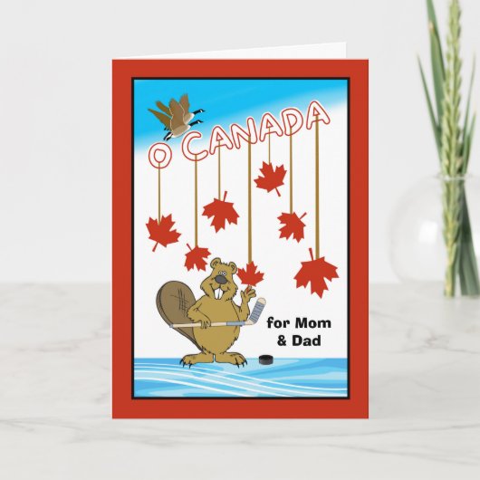 Happy Canada Day Parents Hockey Theme Kaart (Voorkant)
