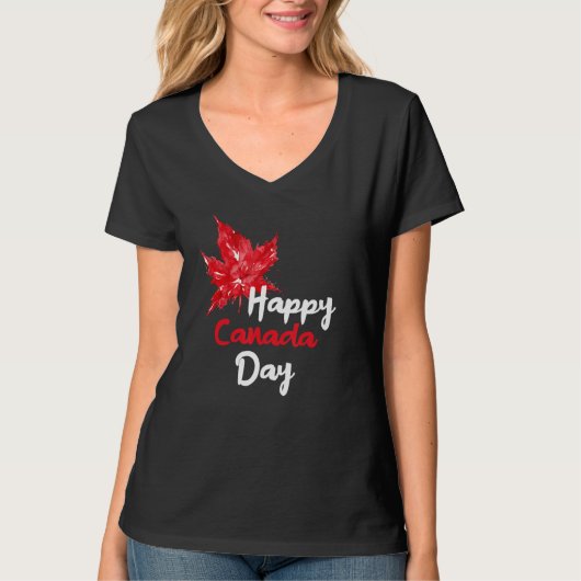 Happy Canada Day Party Canadian Flag Maple Patriot T-shirt (Voorkant)