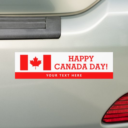 Happy Canada Day patriottic Canadian flag Bumpersticker (Op auto)