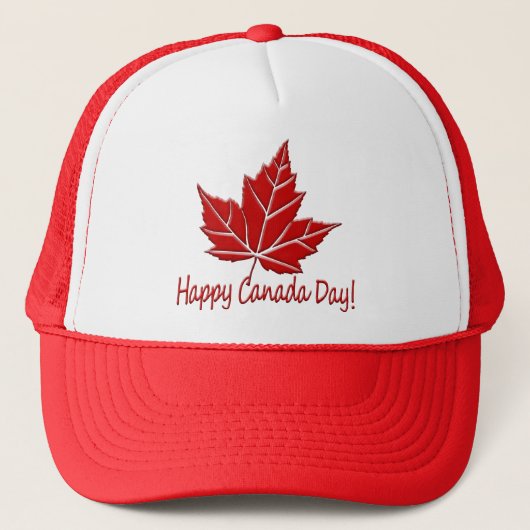 Happy Canada Day Petten Canada Trucker Hoed (Voorkant)