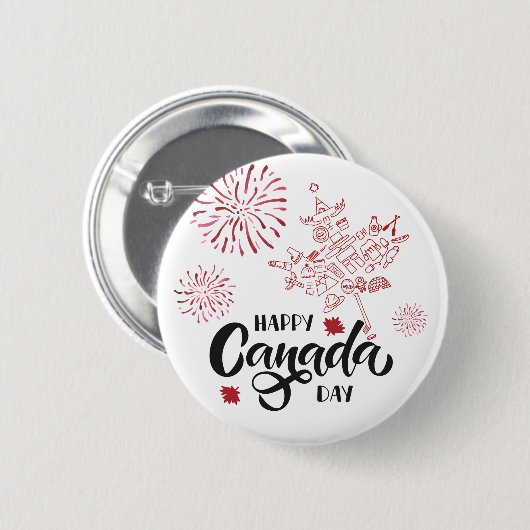 Happy Canada Day Pinback Button (Voorkant /achterkant)