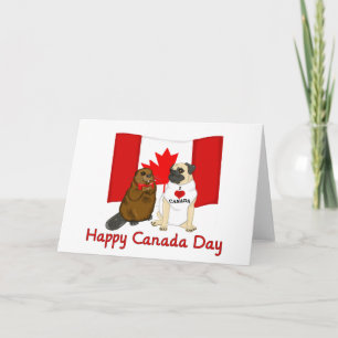 Happy Canada Day Pug en Beaver Pal-T - shirts, cad Kaart