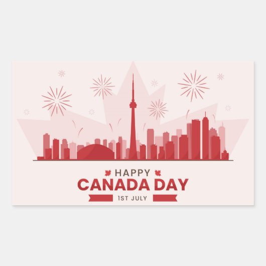 Happy Canada Day Rechthoekige Sticker (Voorkant)