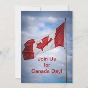 Happy Canada Day Red en White Canadian Flag Kaart