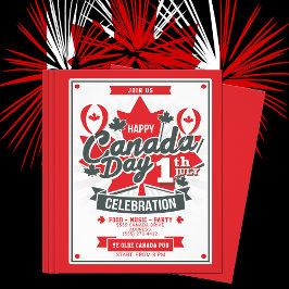 Happy Canada Day Viering 1 juli Party Uitnodigen Flyer