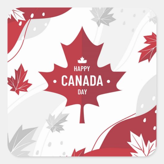 Happy Canada Day Vierkante Sticker (Voorkant)