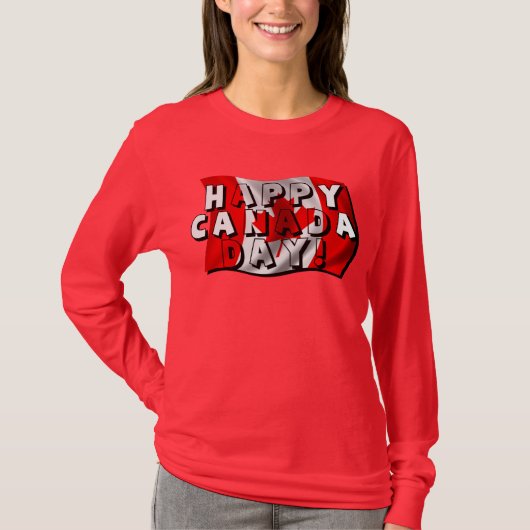 Happy Canada Day Vlag Tekst met Canadese vlag T-shirt (Voorkant)