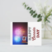 Happy Canada Day Vlag & Vuurwerk Briefkaart (Staand voorkant)