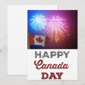 Happy Canada Day Vlag & Vuurwerk Feestdagenkaart (Voorkant / Achterkant)