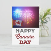 Happy Canada Day Vlag & Vuurwerk Feestdagenkaart (Staand voorkant)