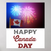Happy Canada Day Vlag & Vuurwerk Poster (Voorkant)