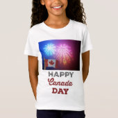 Happy Canada Day Vlag & Vuurwerk T-shirt (Voorkant)