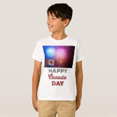 Happy Canada Day Vlag & Vuurwerk T-shirt (Voorkant volledig)