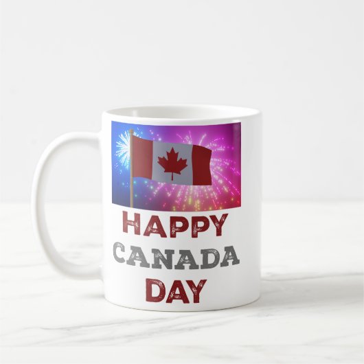 Happy Canada Day vuurwerk Koffiemok (Links)