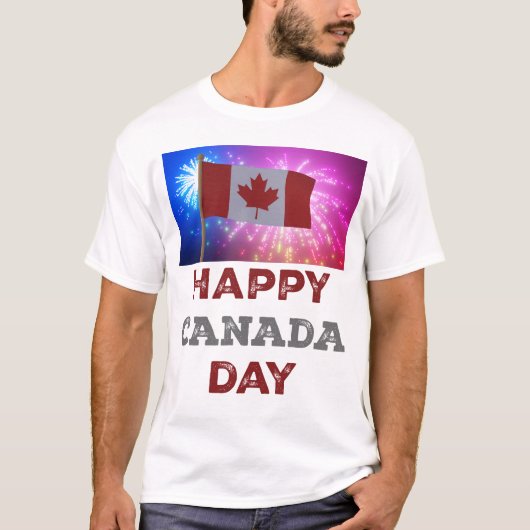 Happy Canada Day vuurwerk T-shirt (Voorkant)