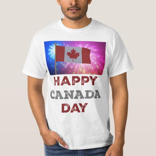Happy Canada Day vuurwerk T-shirt (Voorkant)