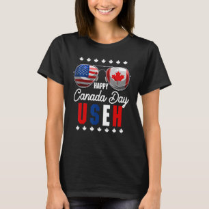 Happy Canada Day with Canada & US Flag Glasses Use T-shirt