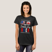 Happy Canada Day with Canada & US Flag Glasses Use T-shirt (Voorkant volledig)