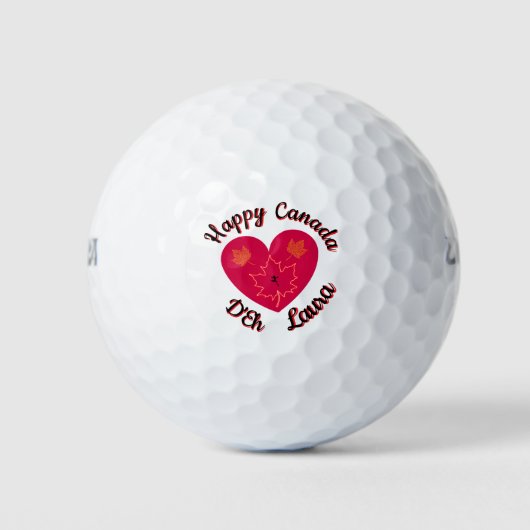Happy Canada D'Eh Heart, Frog, Maple Leaves Golfballen (Voorkant)