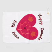 Happy Canada D'Eh Heart, Frog, Maple Leaves Golfhanddoek (Horizontaal)