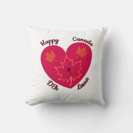Happy Canada D'Eh Heart, Frog, Maple Leaves Kussen