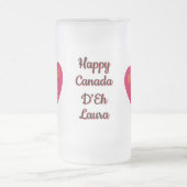 Happy Canada D'Eh Heart, Frog, Maple Leaves Matglas Bierpul (Center)